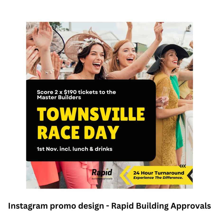 Townsville Race Day ad design, Rapid Building Approvals North, Central & Southeast QLD
